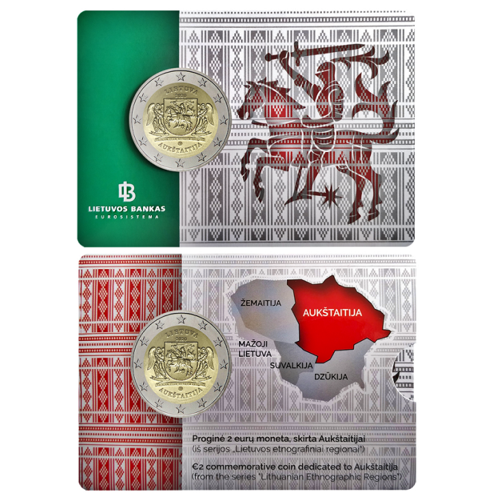 Lithuania 2 Euro 2020 "Aukštaitija" BU (Coin Card)