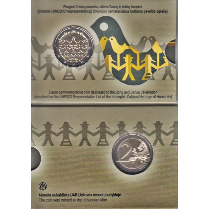 Lithuania 2 Euro 2018 "Songs & Dances" BU (Coin Card)