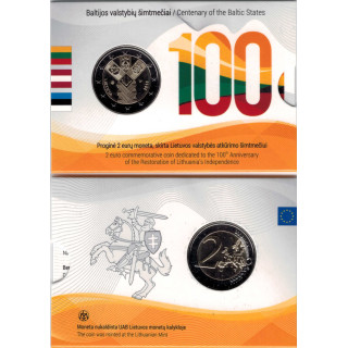 Lithuania 2 Euro 2018 "Baltic States" BU (Coin Card)