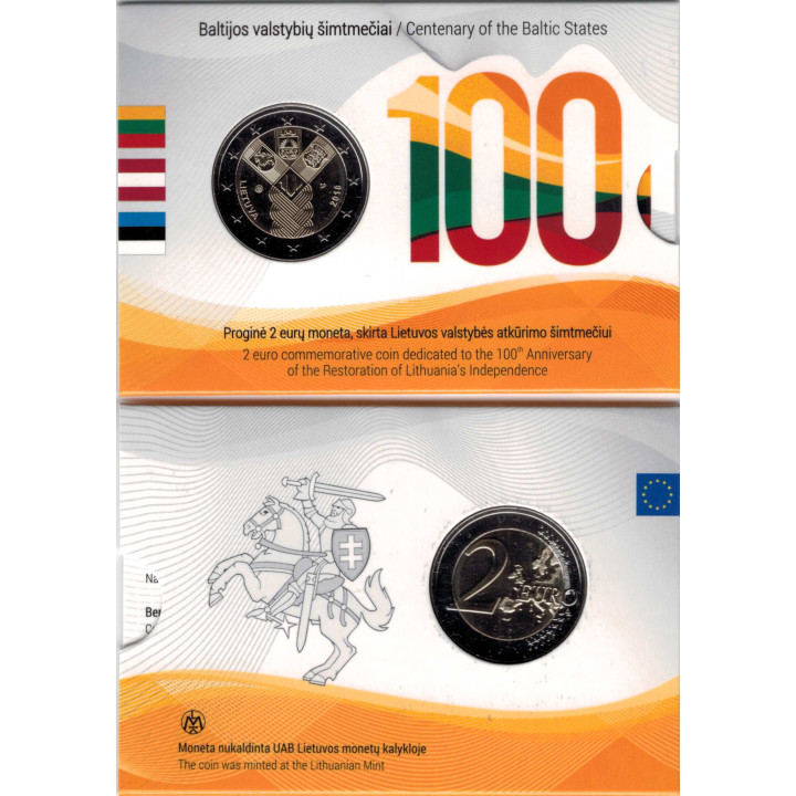 Lithuania 2 Euro 2018 "Baltic States" BU (Coin Card)
