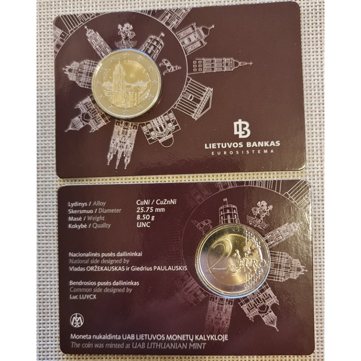 Lithuania 2 Euro 2017 "Vilnius" BU (Coin Card) RARE