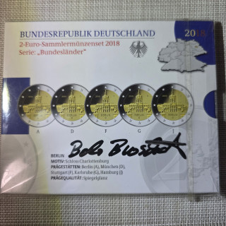 Germany Official 2 Euro Set 2018 Proof With Signature
