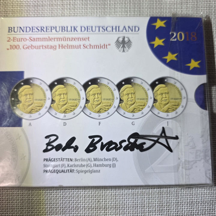 Germany Official 2 Euro Set 2018 Proof With Signature
