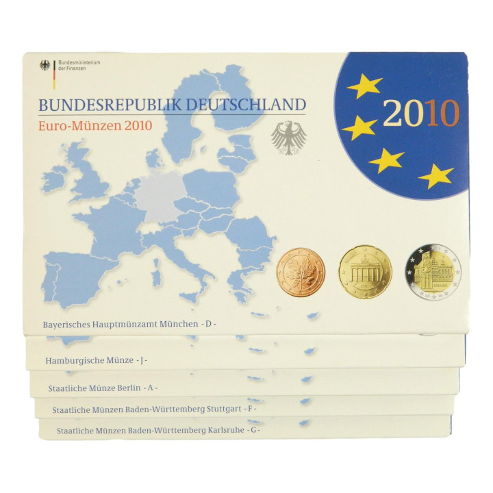 Germany Euro Set (5 x 5,88€) 2010 ADFGJ Proof