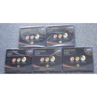 Germany Euro Set (5 x 5,88€) 2016 ADFGJ Proof