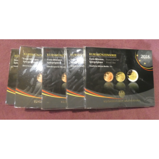 Germany Euro Set (5 x 5,88€) 2018 ADFGJ Proof