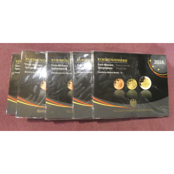 Germany Euro Set (5 x 5,88€) 2018 ADFGJ Proof