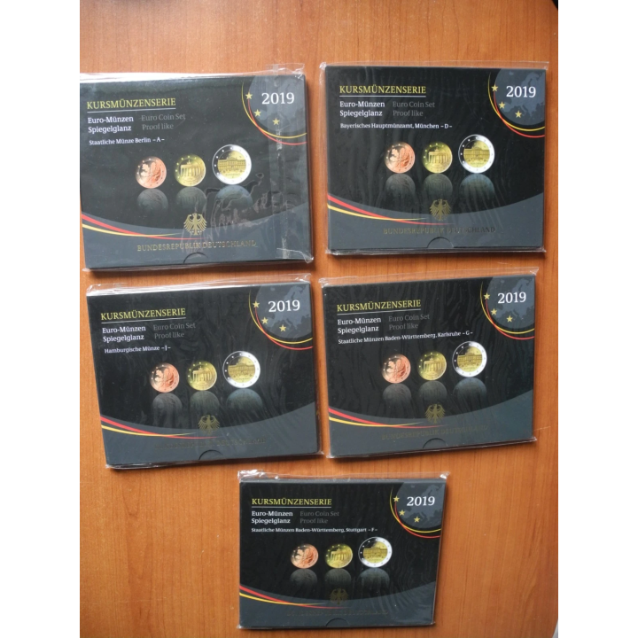 Germany Euro Set (5 x 5,88€) 2019 ADFGJ Proof