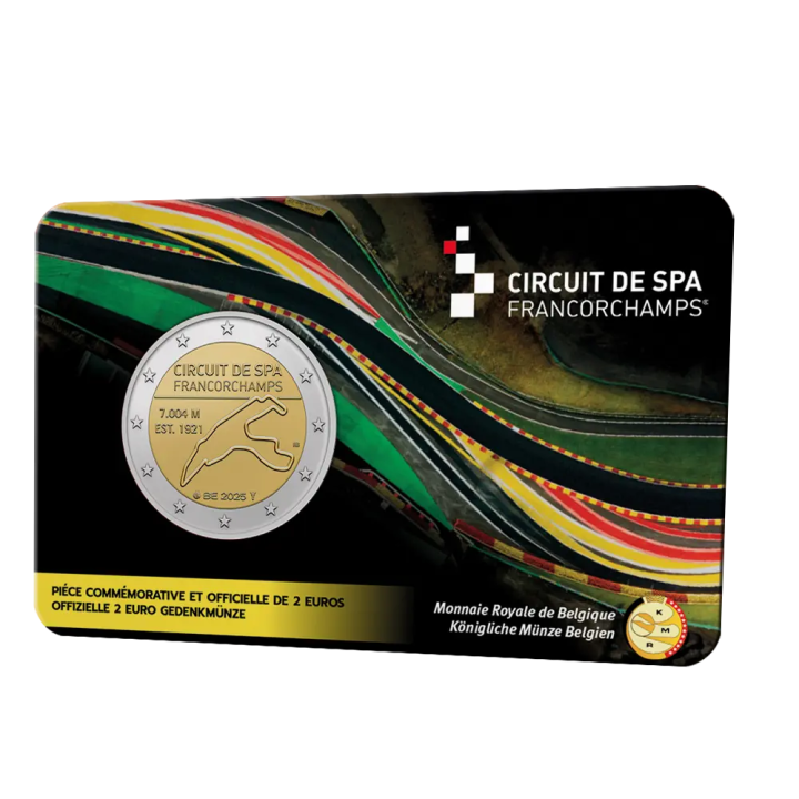 Belgium 2 Euro 2025 "Circuit de Spa-Francorchamps" BU (French, Coin Card)