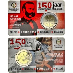 Belgium 2 Euro 2014 "Red Cross" BU (Dutch, Coin Card)