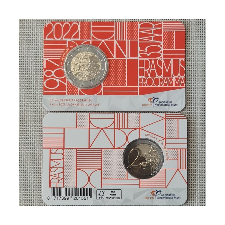 Netherlands 2 Euro 2022 "Erasmus (ERA)" UNC (Coin Card)