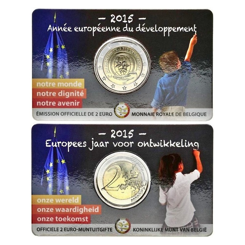 Belgium 2 Euro 2015 "Development" BU (French, Coin Card)