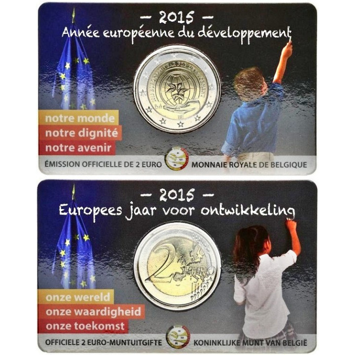 Belgium 2 Euro 2015 "Development" BU (French, Coin Card)