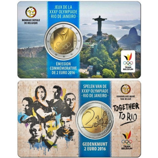 Belgium 2 Euro 2016 "Team Belgium" BU (French, Coin Card)