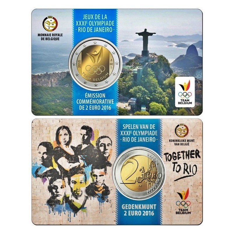 Belgium 2 Euro 2016 "Team Belgium" BU (French, Coin Card)