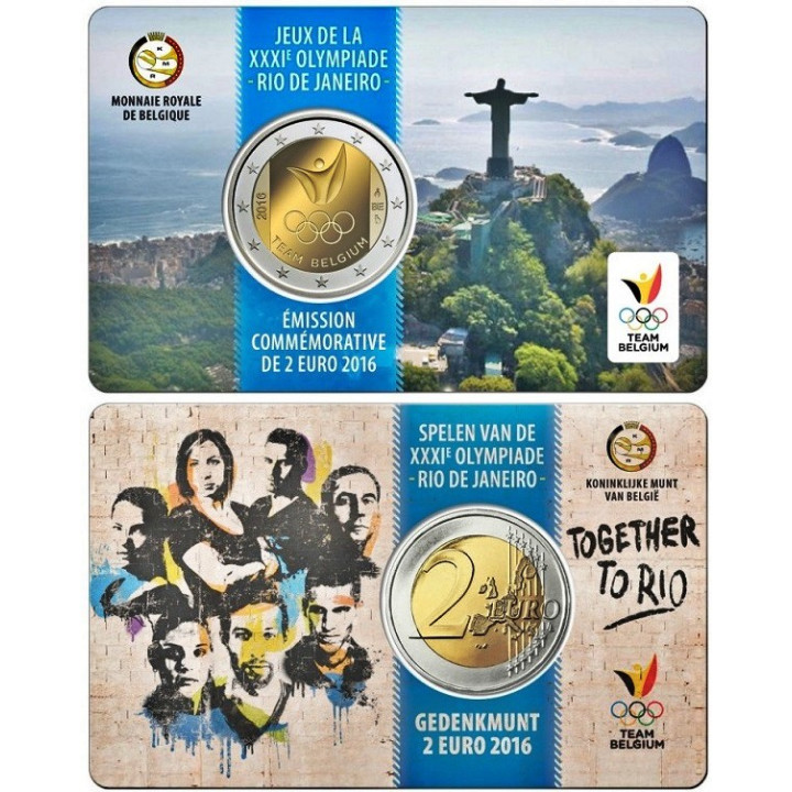Belgium 2 Euro 2016 "Team Belgium" BU (French, Coin Card)