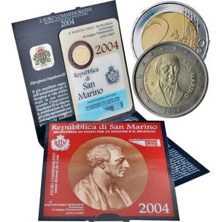 San Marino 2 Euro 2004 "Bartolomeo Borghesi" BU (Coin Card)