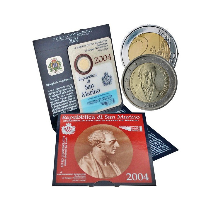 San Marino 2 Euro 2004 "Bartolomeo Borghesi" BU (Coin Card)