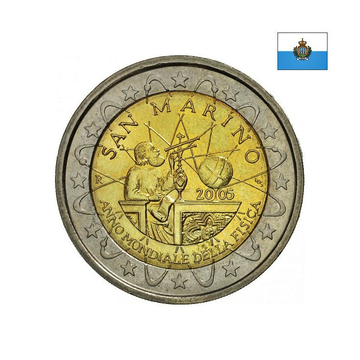 San Marino 2 Euro 2005 "Physics" BU (Coin Card)
