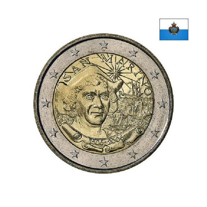 San Marino 2 Euro 2006 "Christopher Columbus" BU (Coin Card)