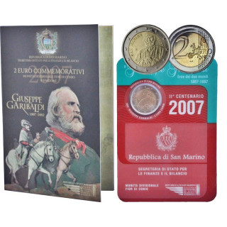 San Marino 2 Euro 2007 "Giuseppe Garibaldi" BU (Coin Card)