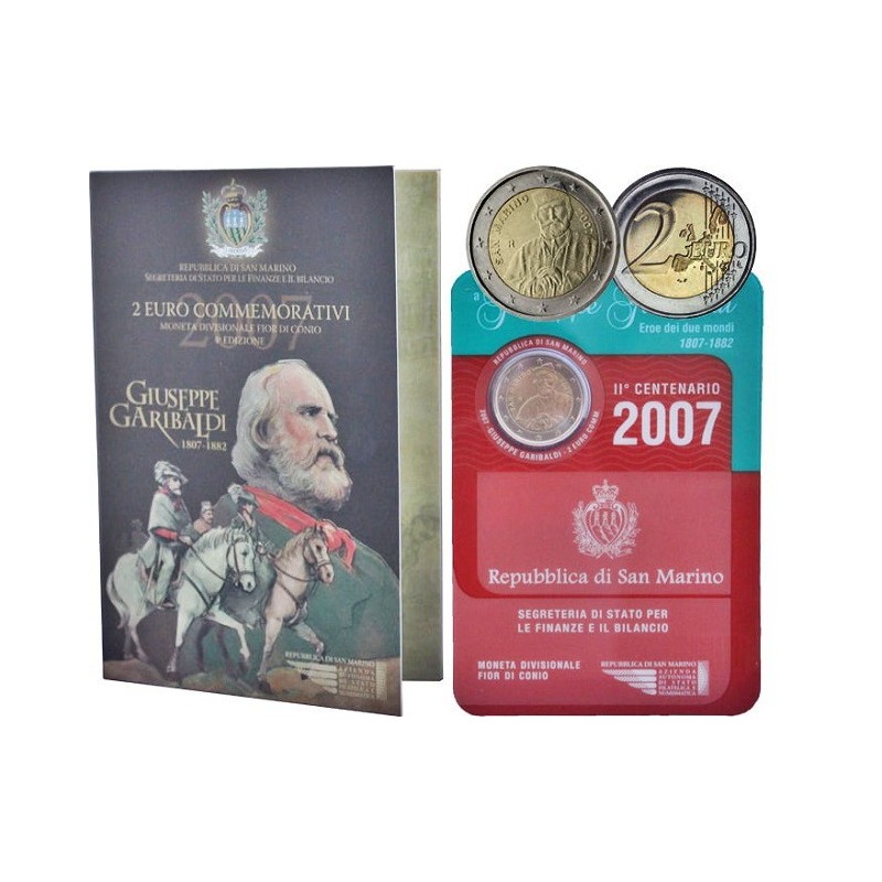 San Marino 2 Euro 2007 "Giuseppe Garibaldi" BU (Coin Card)