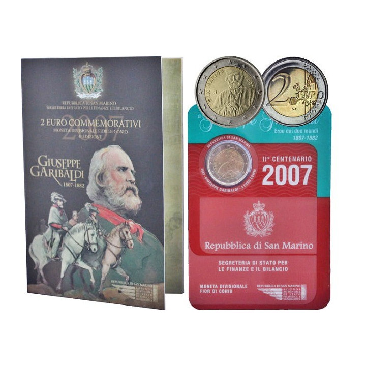 San Marino 2 Euro 2007 "Giuseppe Garibaldi" BU (Coin Card)
