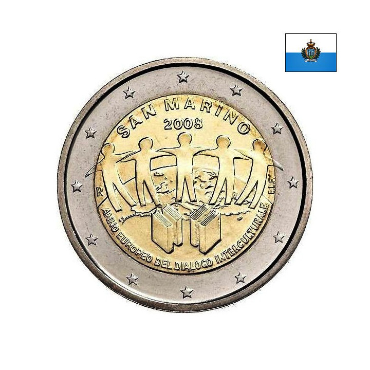 San Marino 2 Euro 2008 "Intercultural Dialogue" BU (Coin Card)