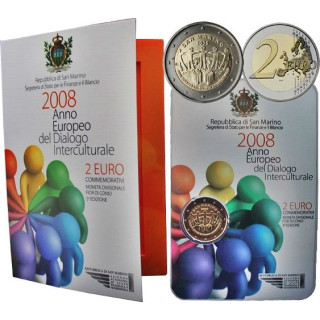 San Marino 2 Euro 2008 "Intercultural Dialogue" BU (Coin Card)