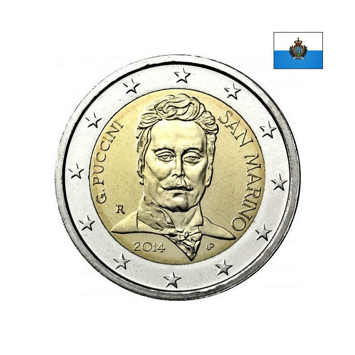 San Marino 2 Euro 2014 "Giacomo Puccini" BU (Coin Card)