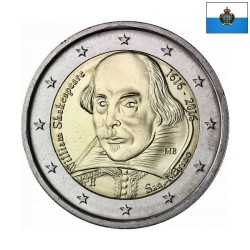 San Marino 2 Euro 2016 "William Shakespeare" BU (Coin Card)