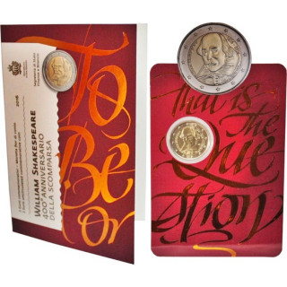 San Marino 2 Euro 2016 "William Shakespeare" BU (Coin Card)