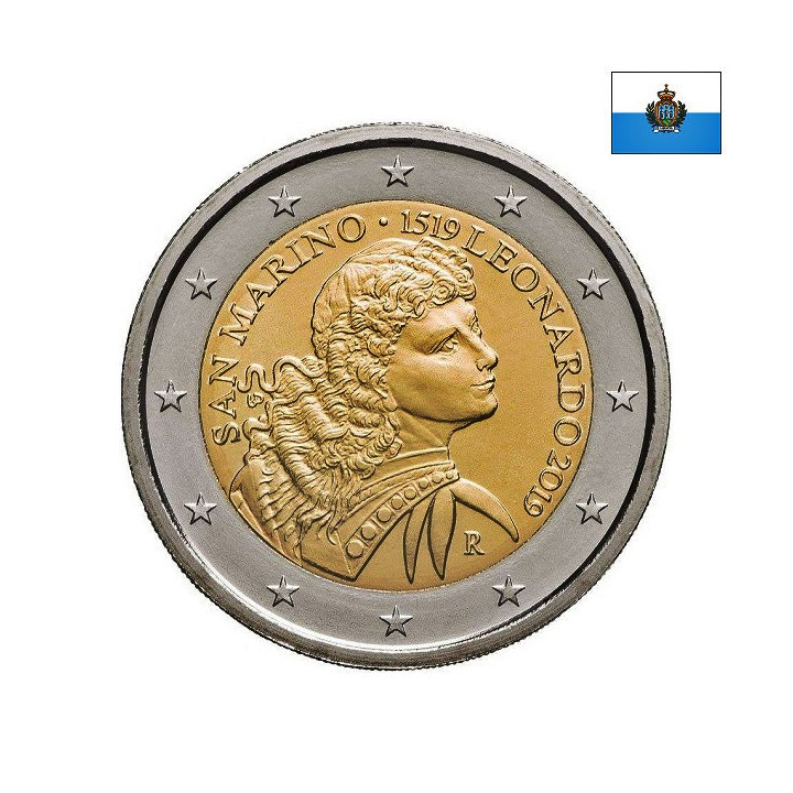 San Marino 2 Euro 2019 "Leonardo da Vinci" BU (Coin Card)