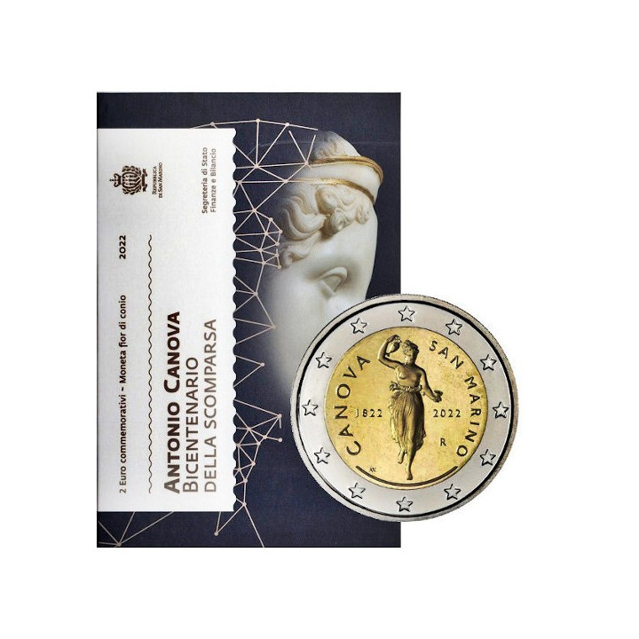 San Marino 2 Euro 2022 "Antonio Canova" BU (Coin Card)