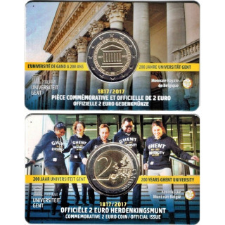 Belgium 2 Euro 2017 "Ghent" BU (French, Coin Card)