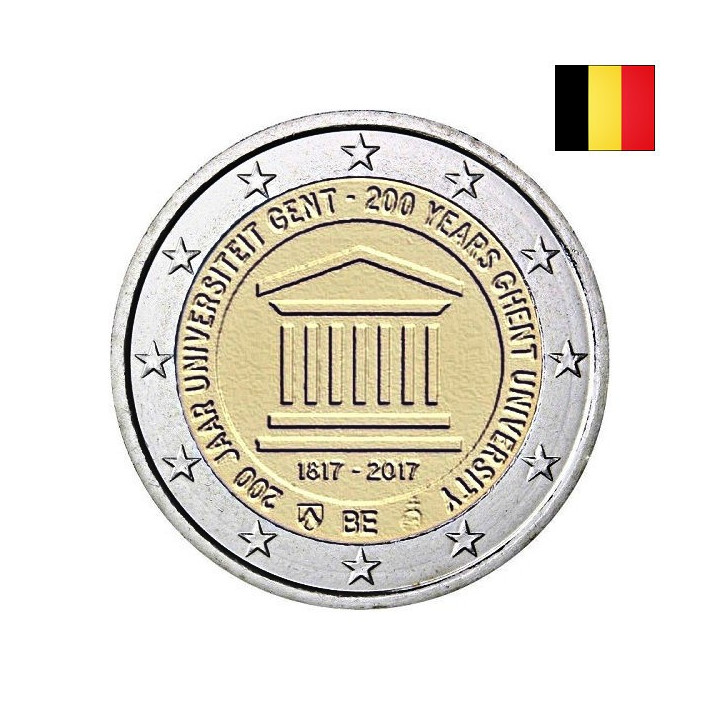 Belgium 2 Euro 2017 "Ghent" BU (French, Coin Card)