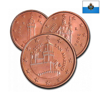 San Marino 1, 2, 5 Euro Cents 2006 UNC