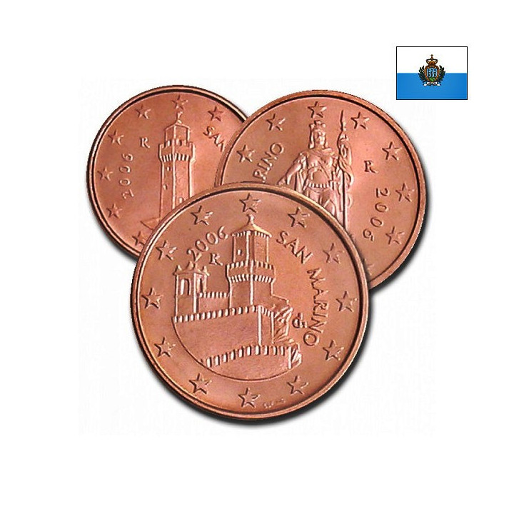 San Marino 1, 2, 5 Euro Cents 2006 UNC