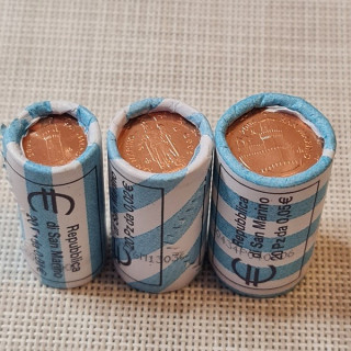 San Marino 1, 2, 5 Euro Cents 2006 Rolls (3 x 20 coins)