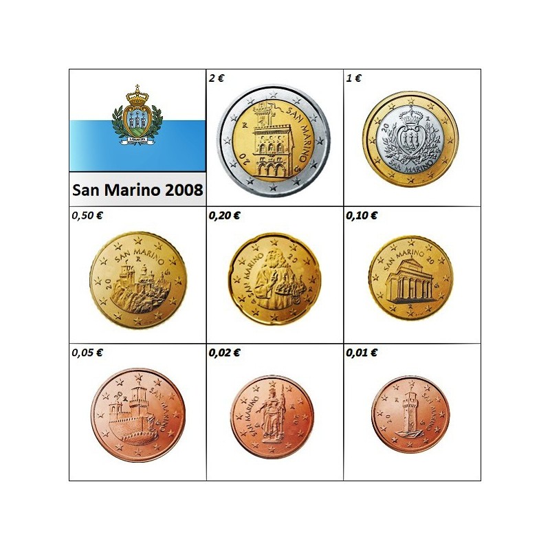 San Marino Euro Set (3,88€) 2008 UNC