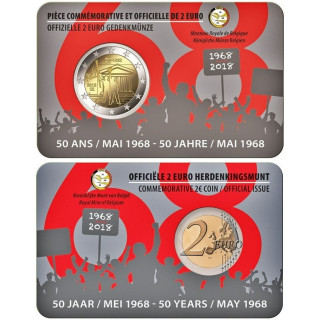 Belgium 2 Euro 2018 "Student Unrest" BU (French, Coin Card)