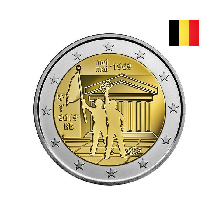 Belgium 2 Euro 2018 "Student Unrest" BU (Dutch, Coin Card)