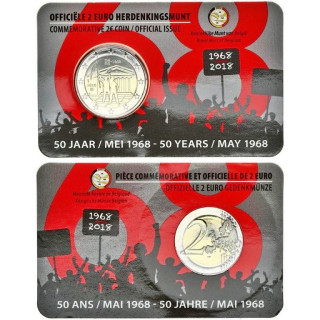 Belgium 2 Euro 2018 "Student Unrest" BU (Dutch, Coin Card)