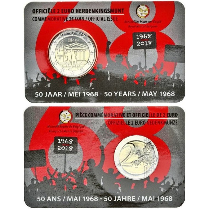 Belgium 2 Euro 2018 "Student Unrest" BU (Dutch, Coin Card)