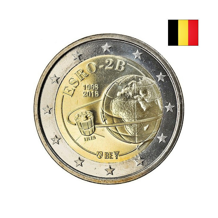 Belgium 2 Euro 2018 "ESRO-2B" BU (French, Coin Card)