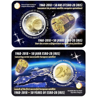 Belgium 2 Euro 2018 "ESRO-2B" BU (French, Coin Card)