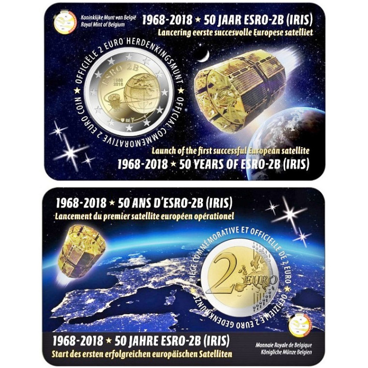 Belgium 2 Euro 2018 "ESRO-2B" BU (Dutch, Coin Card)