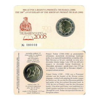 Slovenia 2 Euro 2008 "Primoz Trubar" BU (Coin Card)