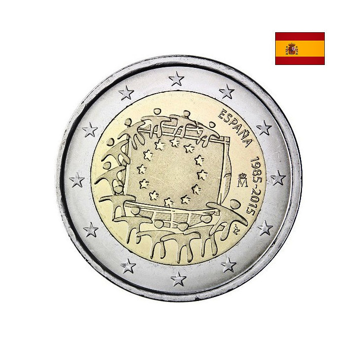 Spain 2 Euro 2015 "Flag (EUF)" UNC