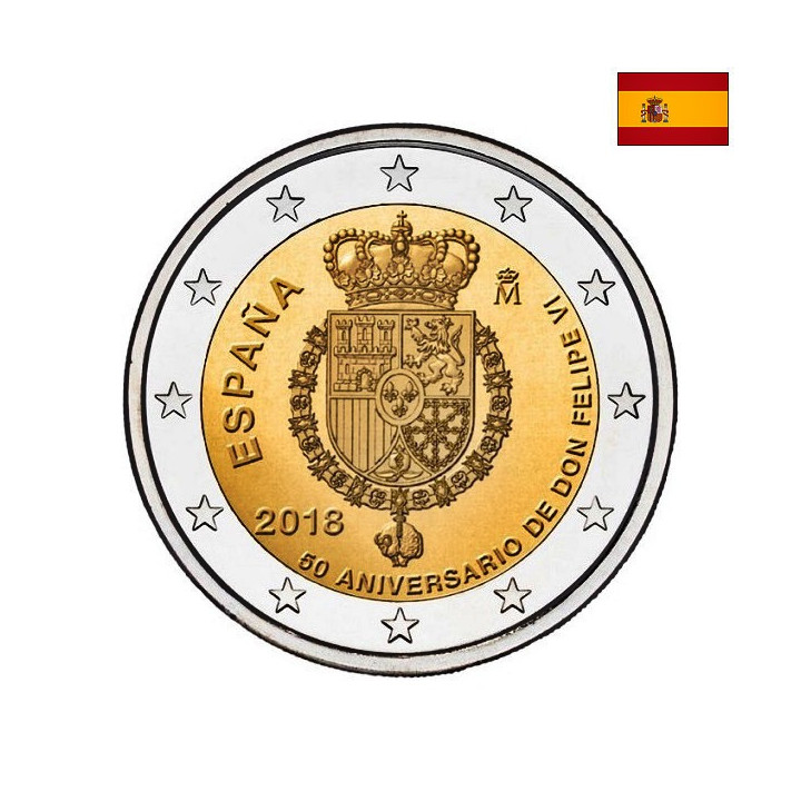 Spain 2 Euro 2018 "Felipe VI" UNC